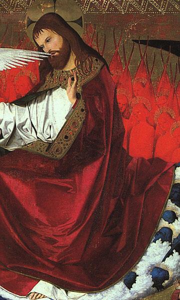 CHARONTON, Enguerrand The Coronation of the Virgin, detail: Jesus hjg